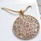 Gold Tone Spheric Filigree Crystal Translucent 32 inch Pendant 1.JPG